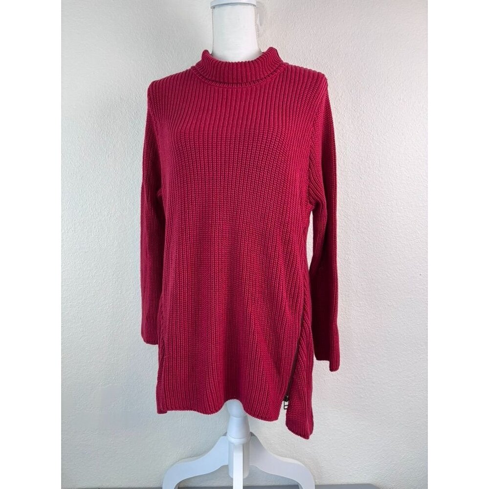 Habitat clothes to live in women's large red turtle neck tunic sweater vintage‎